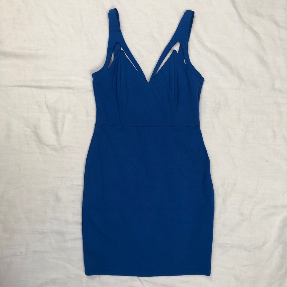 Blue Bodycon Tank top dress with triangle cut-outs